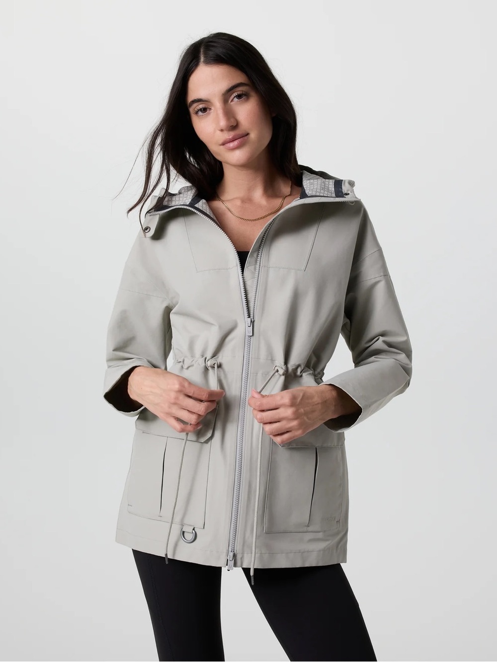 Vuori Light Gray Hooded Utility Anorak Jacket
